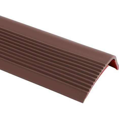 10 mètres de bord de marche antidérapant, bande de bord auto-adhésive, profil de marche flexible en PVC et caoutchouc, étanche pour intérieur et extérieur (Marron) (1/5)