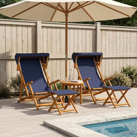 vidaXL Silla de terraza 4 pcs 3 Posición Madera de Eucalipto Maciza (1/5)