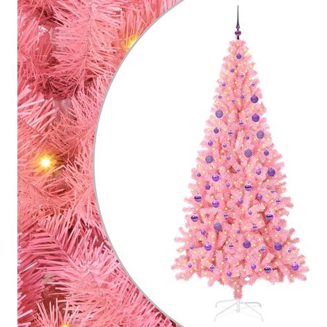 Sapin de Noël,Arbre de Noël avec 300 LED avec support Rose 180 cm PVC CFW48144 (1/5)