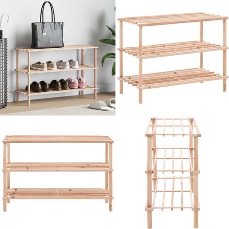 Range-chaussures à 3 étagères Bois de sapin solide - Meuble Rangement Chaussures - Étagère Chaussure - Organisateur Chaussures - Meuble Entrée - Rangement Intérieur - Home & Living (1/5)