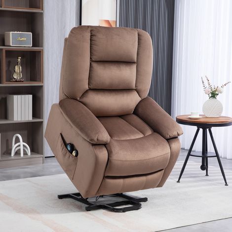 Fauteuil releveur électrique fauteuil relaxant dossier inclinable avec repose-pied télécommandes 90 x 93 x 110 cm marron (1/5)