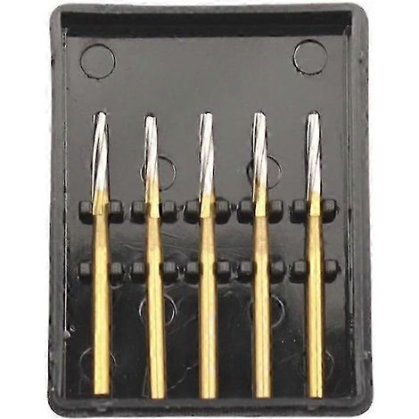Ensemble de 5 forets en carbure de tungstène FG de 1,6 mm, adaptés au traitement canalaire et à la coupe osseuse, compatibles avec une pièce à main haute vitesse de 28 mm (25 mm). (1/5)