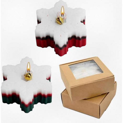 Lot de 2 bougies artisanales parfumées à la cire de soja, motif flocons de neige, coffret cadeau de décoration pour les fêtes de fin d'année et les anniversaires, bougies d'aromathérapie parfumées (du (1/4)