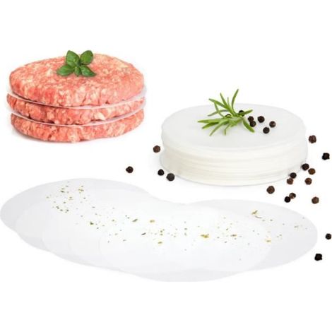 Lot de 500 feuilles de papier antiadhésive pour presse à steak haché - ∅ 12 cm - cuisiner des steak haché et faire des hamburgers (1/4)