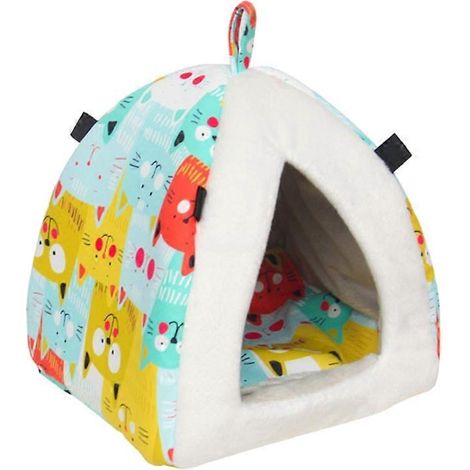 Hamac pour petits animaux de compagnie, maisonnette chaude en peluche pour cochon d'Inde avec coussin amovible - petit chat (1/5)