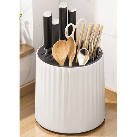 Drehbarer Messerhalter aus Kunststoff, vielseitig einsetzbar, Küchenschneidebrett, Messerblock, Besteckständer (1/5)