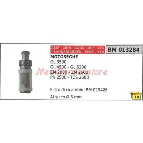 Filtro de aceite ASIA para motosierra GL 3500 GL 4500 GL 5200 ZM 2000 ZM 2600 013284