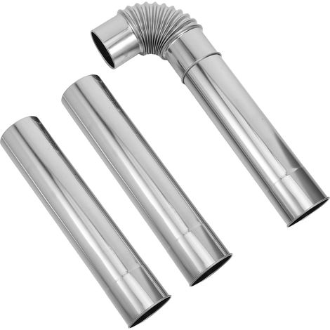 Lot de 3 Conduit De Cheminée Inox Tuyau Poêle Bois 60 Mm 2 Tuyaux Droits Et 1 Coude Flexible 90° Adaptateur Pour Poêle De Tente Camping-Car Chauffe-Eau Et Ventilation (1/5)