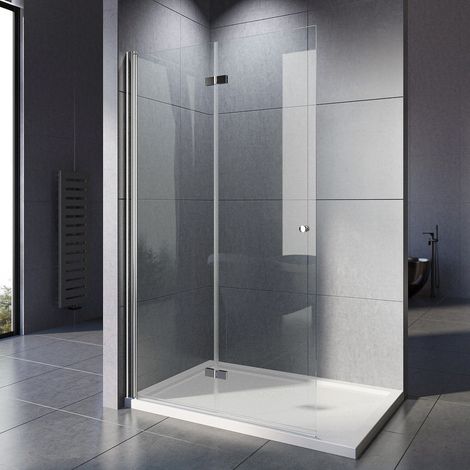 WDWRITTI 90x185cm Walk in Dusche Duschwände Walk in Duschwand Falttür Duschabtrennung Duschtrennwand Glaswand, 6mm ESG-Sicherheitsglas