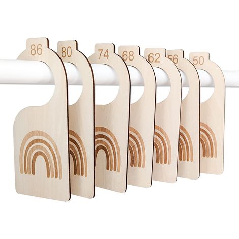 Séparateurs de taille en bois pour bébé, 7 tailles pour vêtements, design arc-en-ciel pour organisation de garde-robe. (1/4)