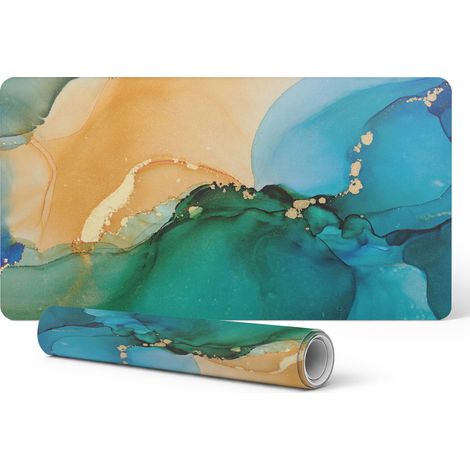 Alfombrilla de escritorio de vinilo con elegante estampado abstracto de olas, 100x50 cm.