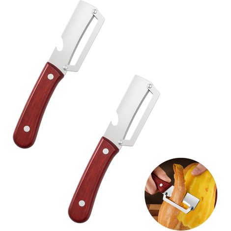 Pelapatate multifunzione 2 in 1 per frutta e verdura con apribottiglie integrato – Pelapatate da cucina in acciaio inossidabile con manico antiscivolo, ideale per patate, carote, mele e altro ancora. (1/5)