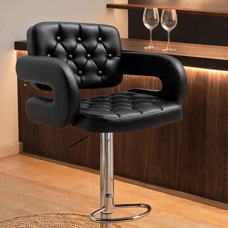 Mobilier de bar negru en métal piele PU 61 x 50 x 113 cm (1/5)