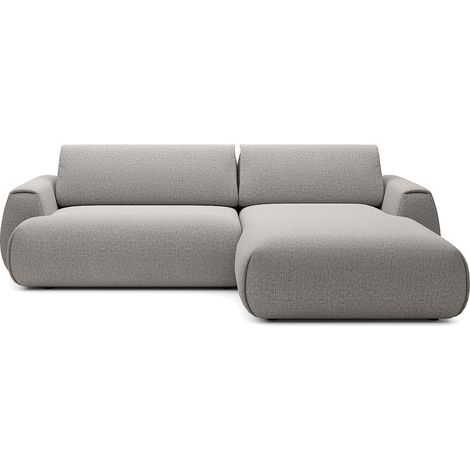 Canapé d'angle droit convertible en tissu chenille gris MONELIA (1/4)