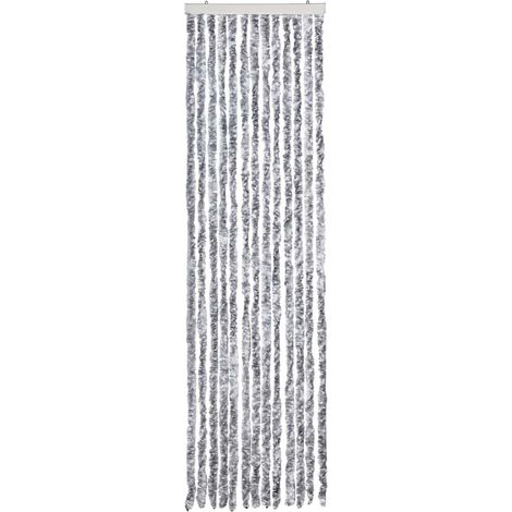 vidaXL Cortina mosquitera blanco y gris chenilla 56x200 cm (1/2)