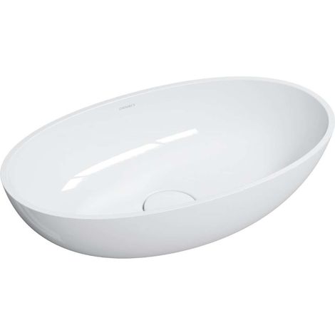 OMNIRES Shell M+ - Lavabo à poser 60x35 cm, sans trop-plein, blanc SHELLUNBP (1/5)