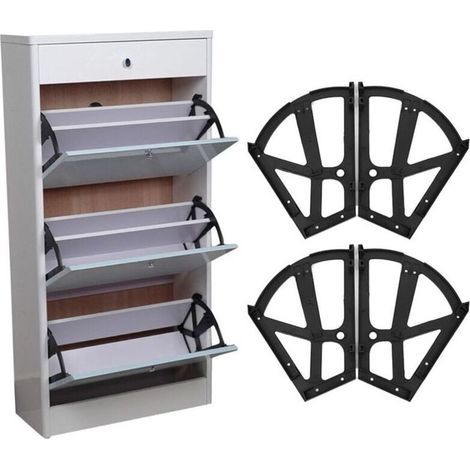 4 cerniere per cassetti porta scarpe in acciaio inossidabile, accessori di ricambio per scarpiera da cucina e soggiorno. (1/4)