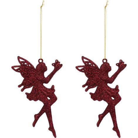 Déco de sapin Lot de 2 Fées pailletées rouge - Feeric Christmas (1/3)