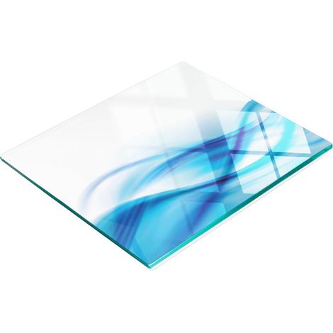 Tableau décoratif multifonctionnel en verre, motif abstrait bleu, 60 x 52 cm (1/5)