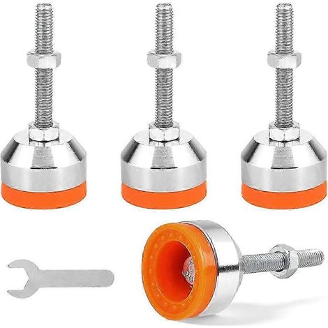 4x Nivellierfüße, Schwerlast-Maschinenfuß, M8 x 50 mm, Durchmesser 40 mm, unter Last verstellbar, mit Gewinde und Gummipuffer – JXLGV (1/5)