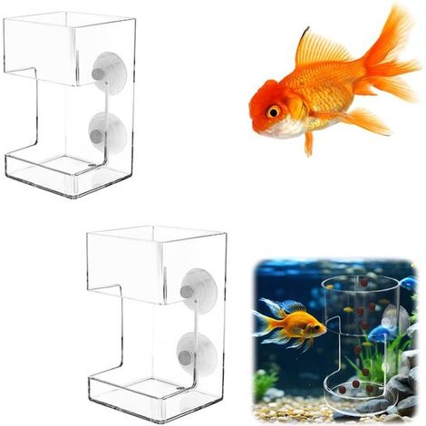 Alimentador de acuario de 2 piezas, Alimentador de peces, Alimentador de tortugas, Alimentador cuadrado, alimento para acuario, Transparente