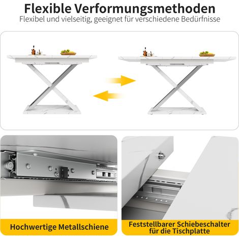 Table extensible (118-157×75cm), table de cuisine-salon, table d'appoint, rallonge intégrée de 118 à 157cm, table à manger à pieds croisés (1/5)
