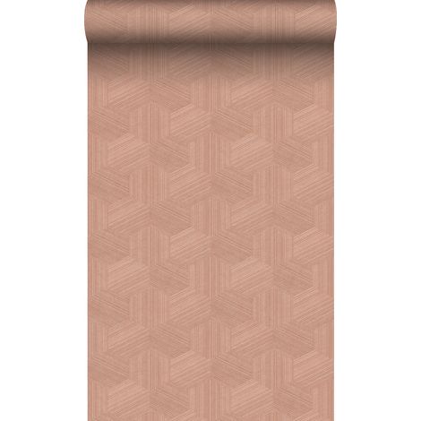 papier peint graphique 3D rose terracotta - Origin Wallcoverings (1/5)