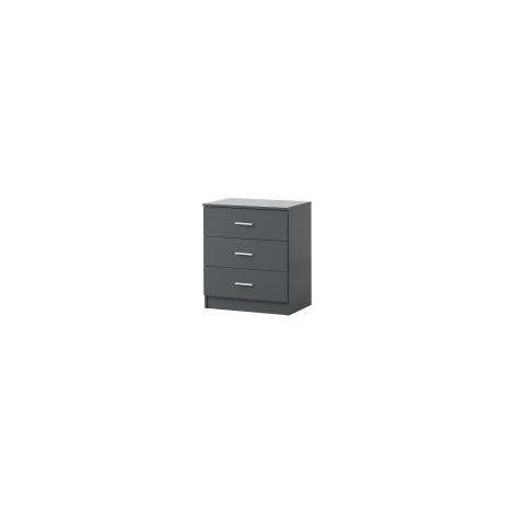 3 Drawer Chest Bedroom Storage Unit With Chrome Handles - Grey (1/5)