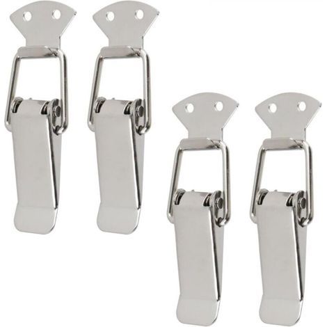 Loquet à ressort, sans mécanisme de verrouillage, argenté, entraxe de 41 mm, 4 loquets à ressort plaqués fer/nickel. (1/4)