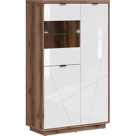 Vitrine 3 portes Sven Blanc et Bois (1/5)