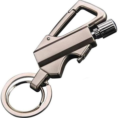Irovami Briquet métallique permanent, porte-clés briquet d'extérieur, équipement de survie d'urgence avec allume-feu en métal et pierre à feu, briquet rechargeable au kérosène (1/5)