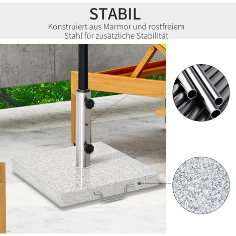 Halbkreisförmiger Schirmständer aus Edelstahl mit Griffen, Schirmhalter, Schirmgewicht Ø3,8-Ø4,8 cm, für Balkon, Terrasse, Garten, grau. (1/5)