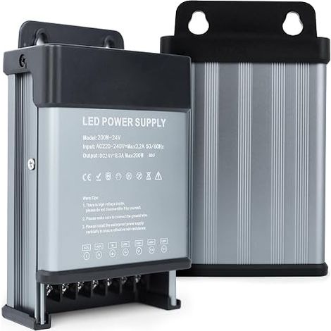 Transformer 220V 24V LED Transfo 200W Waterproof Power Supply LED Transfo 220V AC to 24V 8.3A Driver Constant Voltage Waterproof IP44 Adapter Low Voltage Converter (1/5)