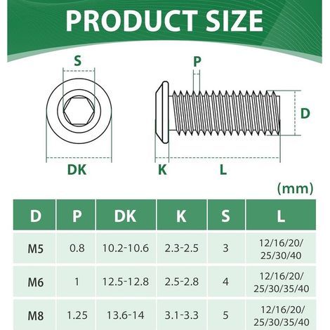 Pack of 20 M5 x 16 flat head socket screws in A2 V2A stainless steel with Allen key for furniture, parking spaces, electrical appliances, motorcycle accessories, etc. (1/5)