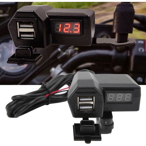 Chargeur de téléphone pour moto 10-24 V 3,1 A double USB avec affichage de la tension (CS-1072A1) (1/5)
