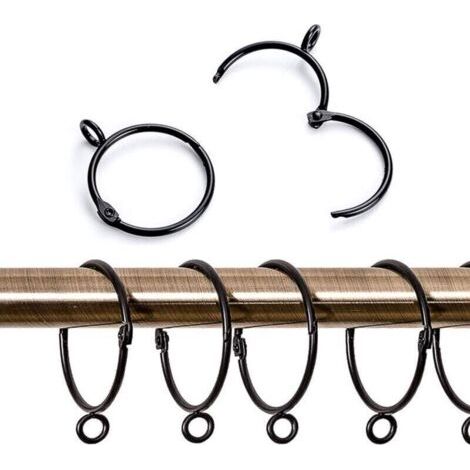 Lot de 20 anneaux de rideaux en métal, crochets de suspension ouverts et fermés pour rideaux et tringles, diamètre intérieur de 50 mm (1/4)