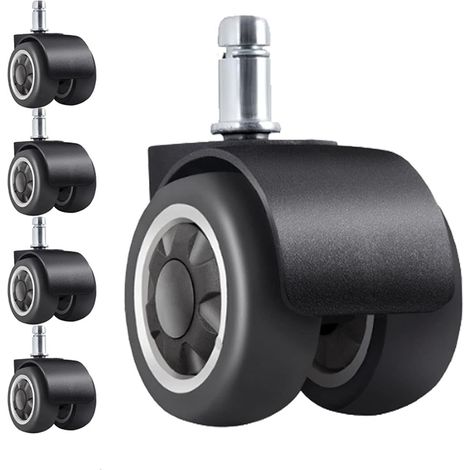 Ruota girevole per sedia da ufficio, con pneumatico in gomma, design più ampio per proteggere i pavimenti, accessori sostituibili con attacco standard da 11 mm x 22 mm. (1/5)