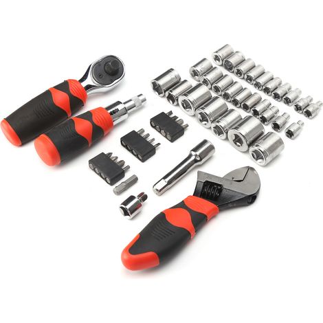 Coffret de 45 clés à douille, cliquet multifonction, tournevis, embouts, manuel d'utilisation, quincaillerie 21805 (1/5)
