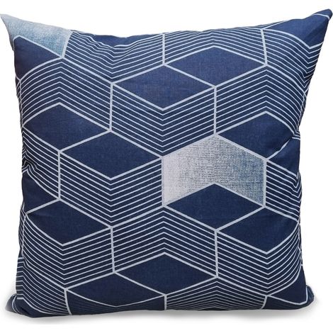Federa in cotone 40x40 cm, blu navy, bianca, esagonale, elegante