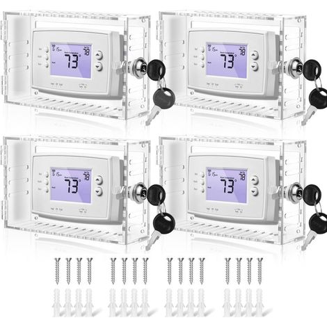 Irovami Boîtier verrouillage thermostat – lot 4, acrylique avec clé, protection climatisation (1/5)