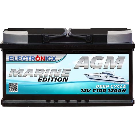 Electronicx Marine Edition Batterie AGM 120 AH 12V Boot Schiff Versorgungsbatterie (1/5)
