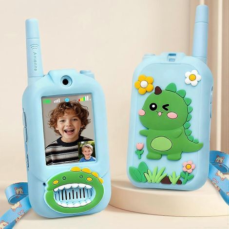 Talkies-walkies pour enfants avec vidéo : lot de 2 jouets rechargeables pour tout-petits avec caméra HD et changeur de voix, jouet cadeau longue portée pour garçons et filles de 3 à 8 ans. (1/5)