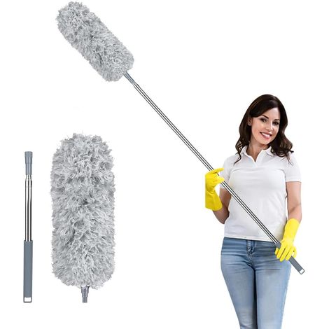 Staubwedel Teleskopstange Staubwischer Staubfänger Silikon 1PC Grau (1/5)