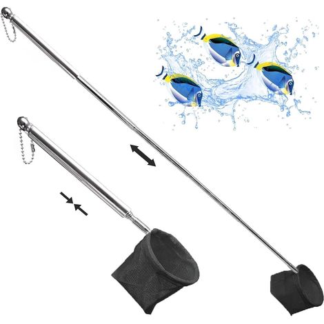 1 Épuisette Télescopique, Acier Inoxydable, Coton Doux, Poignée Réglable 22-48cm, Aquarium