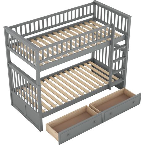 Letto a castello per bambini 90 x 200 cm con 2 cassetti grigio (1/5)