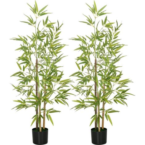 Plante artificielle Bambou arbre artificiel hauteur 120 cm avec pot, décoration interieur, très réaliste (1/5)