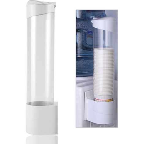 Porte-gobelets mural, distributeur de gobelets jetables mural, distributeur de gobelets en plastique anti-poussière pour gobelets et cornets en papier biodégradable de 7,6 cm (3 pouces), 50 gobelets (1/5)
