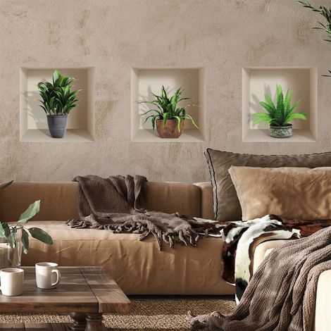 Stickers Muraux Plantes Tropicales d'intérieur Décoration Chambre Adulte Auto Adhésif - Sticker Mural 3D Cuisine - Décoration Plantes Tropicales d'intérieur 60 x 90 cm (1/5)