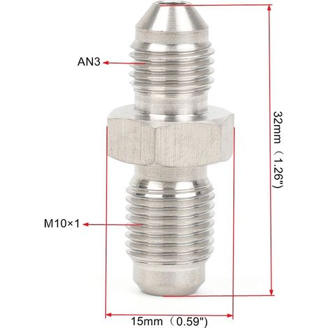 Automotive modification parts AN3 adapter M12X1 aluminum alloy connector M10X1 stainless steel male thread connector - AN3-M101 (1/4)