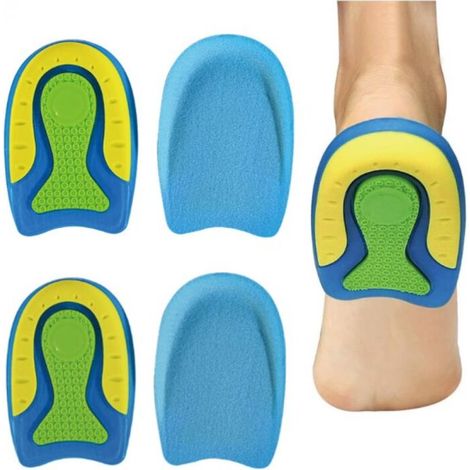 Lot de 2 paires de talonnettes en gel de silicone – Taille L 40-45 – Antimicrobiennes pour fasciite plantaire et épine calcanéenne (1/5)